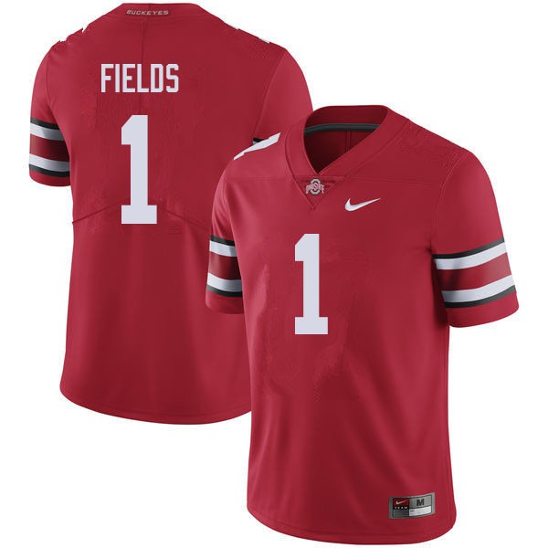 Ohio State Buckeyes #1 Justin Fields Men Stitched Jersey Red - Click Image to Close